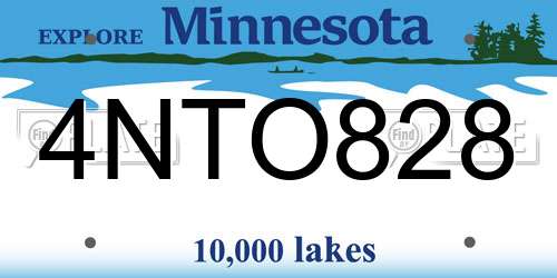 4NTO828 Minnesota License Plate