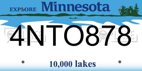 4NTO878 Minnesota License Plate