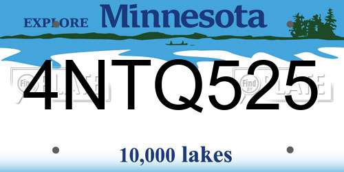 4NTQ525 Minnesota License Plate