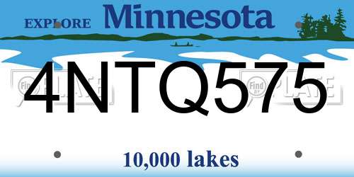 4NTQ575 Minnesota License Plate
