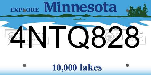 4NTQ828 Minnesota License Plate