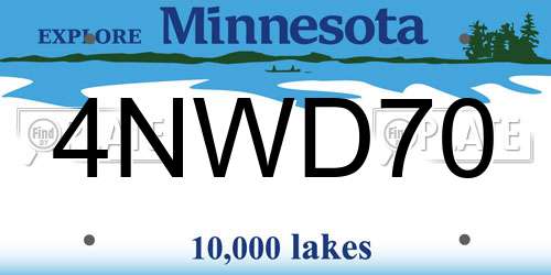 4NWD70 Minnesota License Plate