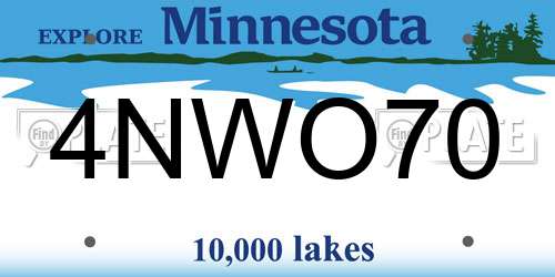 4NWO70 Minnesota License Plate