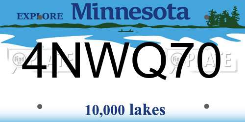 4NWQ70 Minnesota License Plate