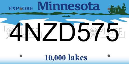 4NZD575 Minnesota License Plate