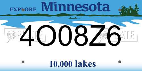 4O08Z6 Minnesota License Plate