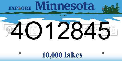 4O12845 Minnesota License Plate