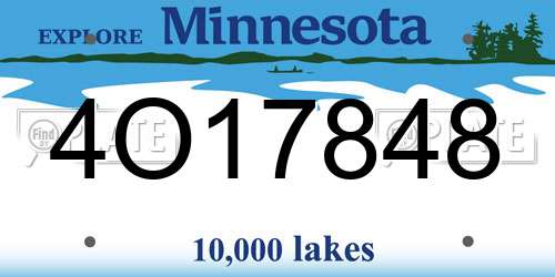 4O17848 Minnesota License Plate