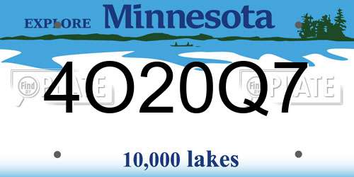 4O20Q7 Minnesota License Plate