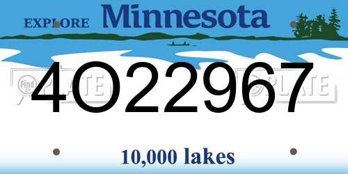 4O22967 Minnesota License Plate