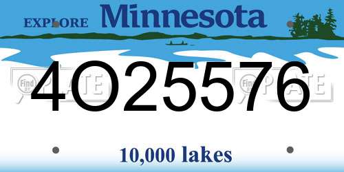 4O25576 Minnesota License Plate