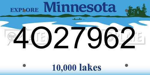 4O27962 Minnesota License Plate