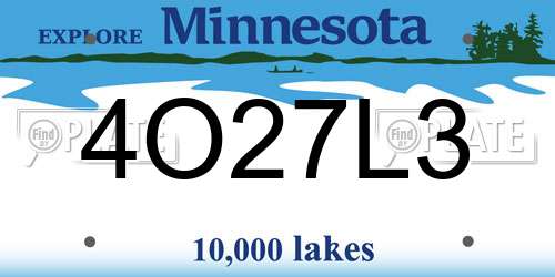 4O27L3 Minnesota License Plate