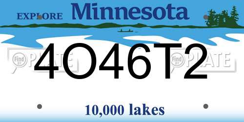 4O46T2 Minnesota License Plate
