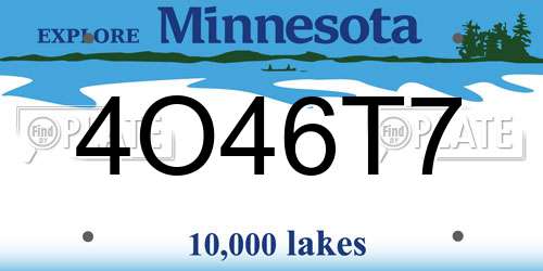 4O46T7 Minnesota License Plate