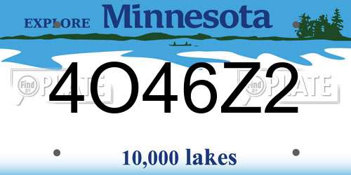 4O46Z2 Minnesota License Plate