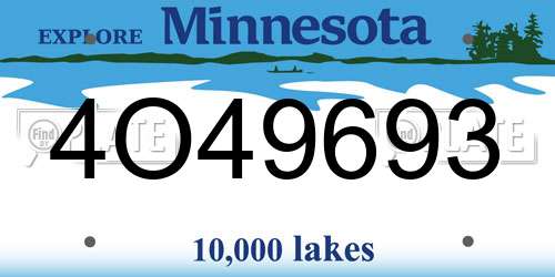 4O49693 Minnesota License Plate