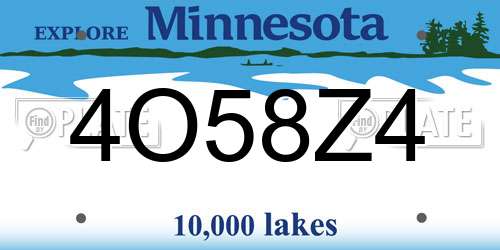 4O58Z4 Minnesota License Plate