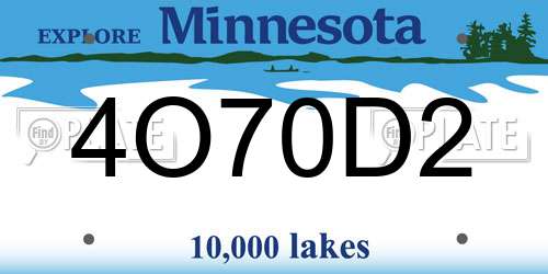 4O70D2 Minnesota License Plate