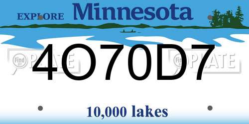 4O70D7 Minnesota License Plate