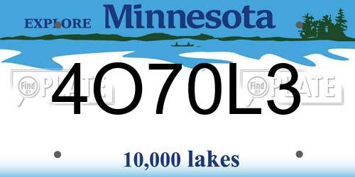 4O70L3 Minnesota License Plate