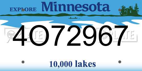 4O72967 Minnesota License Plate