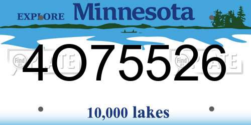 4O75526 Minnesota License Plate