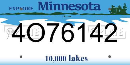 4O76142 Minnesota License Plate
