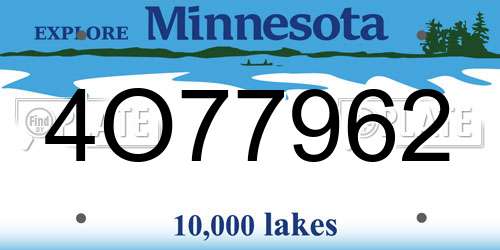 4O77962 Minnesota License Plate