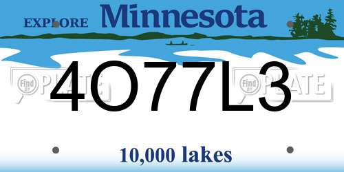 4O77L3 Minnesota License Plate