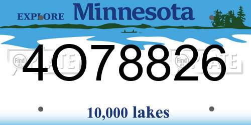 4O78826 Minnesota License Plate