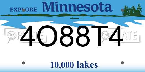 4O88T4 Minnesota License Plate