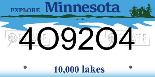 4O92O4 Minnesota License Plate