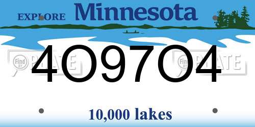 4O97O4 Minnesota License Plate