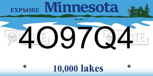 4O97Q4 Minnesota License Plate