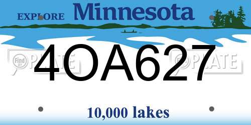 4OA627 Minnesota License Plate
