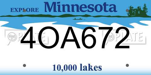 4OA672 Minnesota License Plate