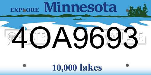 4OA9693 Minnesota License Plate