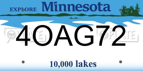 4OAG72 Minnesota License Plate