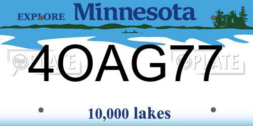 4OAG77 Minnesota License Plate