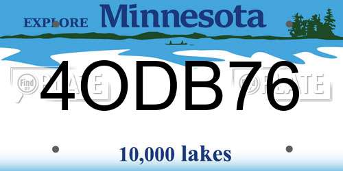 4ODB76 Minnesota License Plate