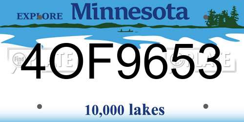 4OF9653 Minnesota License Plate