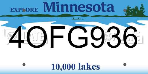 4OFG936 Minnesota License Plate