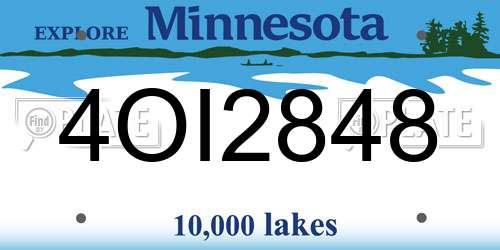 4OI2848 Minnesota License Plate