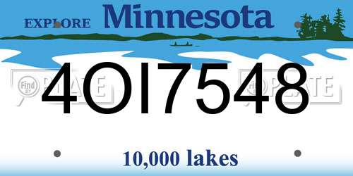 4OI7548 Minnesota License Plate