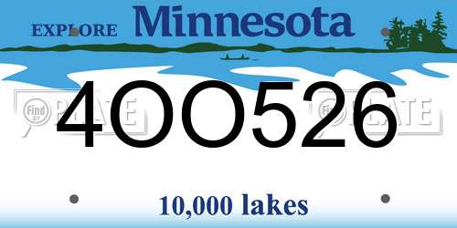 4OO526 Minnesota License Plate