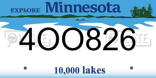4OO826 Minnesota License Plate