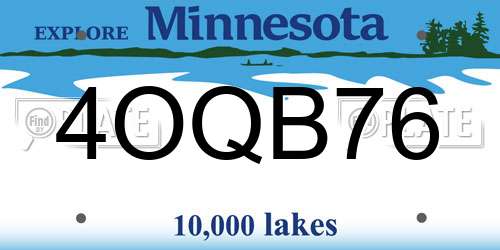 4OQB76 Minnesota License Plate