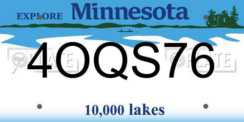 4OQS76 Minnesota License Plate