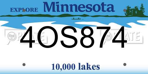 4OS874 Minnesota License Plate
